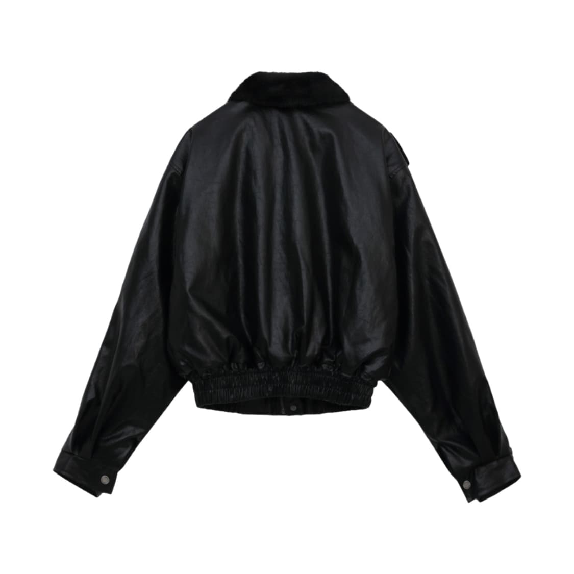 보헤미안 서울 크링클 레더 퍼 블루종 점퍼 블랙 상품이미지2