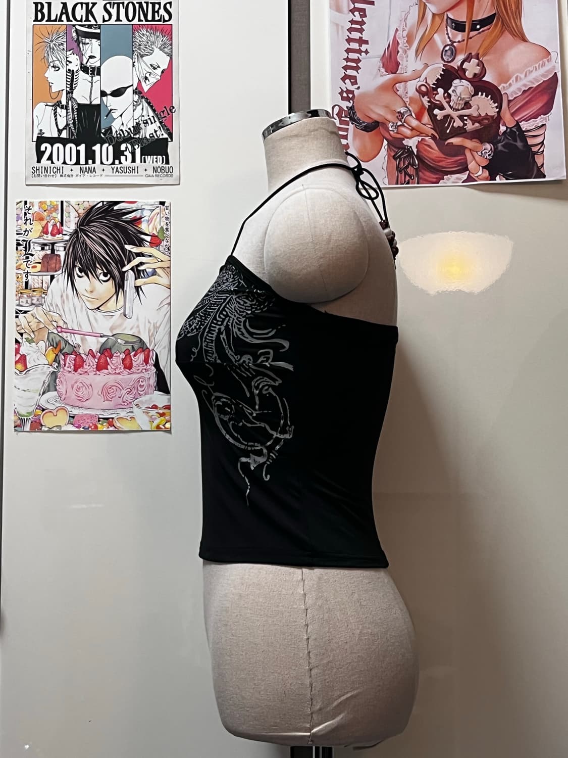 오리엔탈 프린팅 블랙 슬리브리스 나시탑 상품이미지2