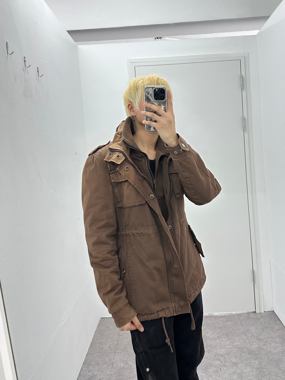 Vintage brown high neck jacket 상품이미지8