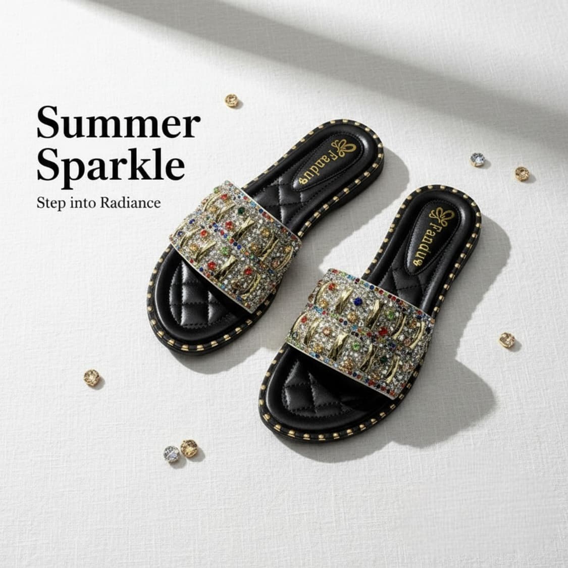블링블링 라인스톤 장식 슬리퍼 230mm (새상품) 상품이미지1
