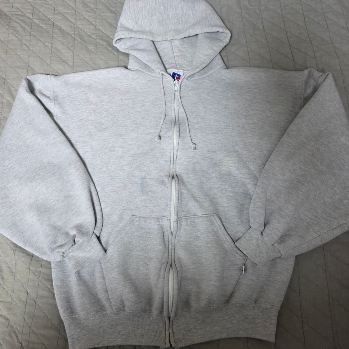 [L] 90s 러셀 애슬레틱 후드집업 라이트 그레이 굿컨디션 상품이미지1