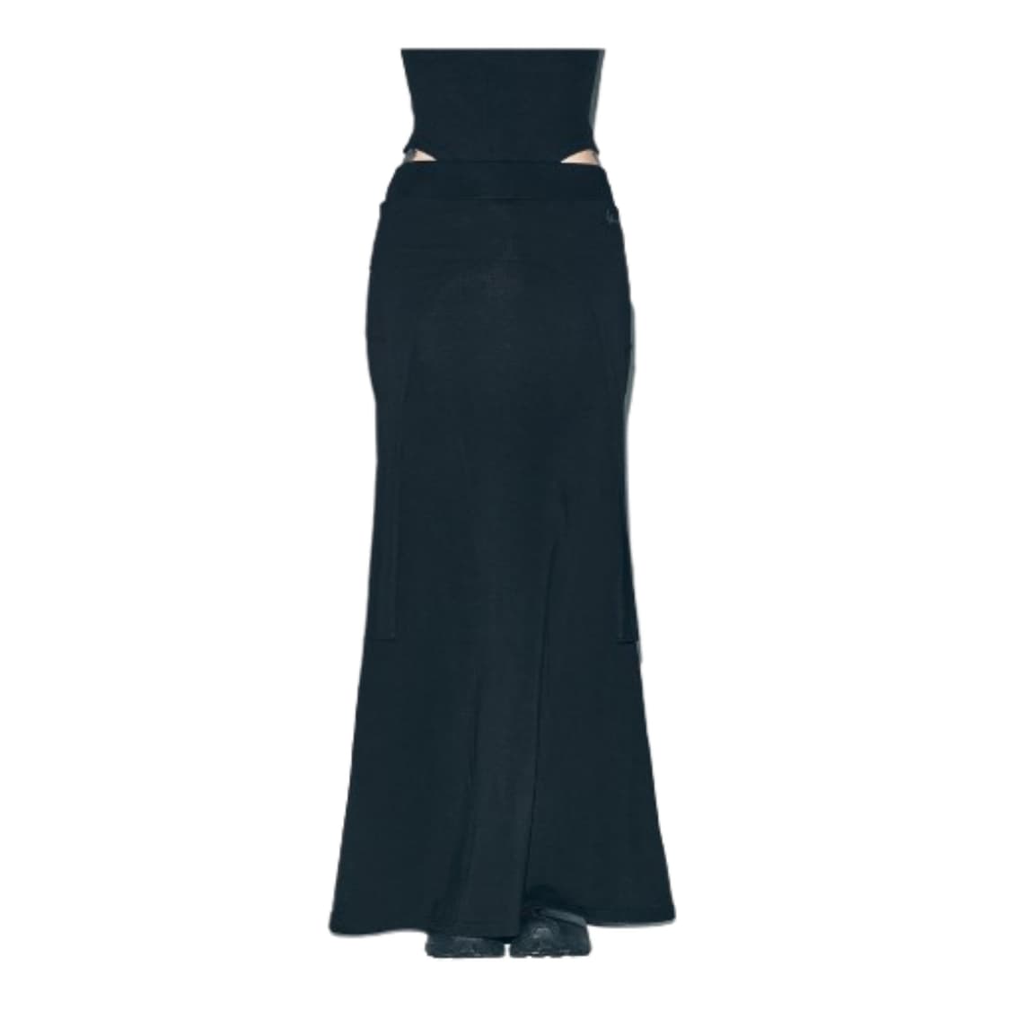 YEEL STRAP-LAYERED MAXI SKIRT BLACK 상품이미지1