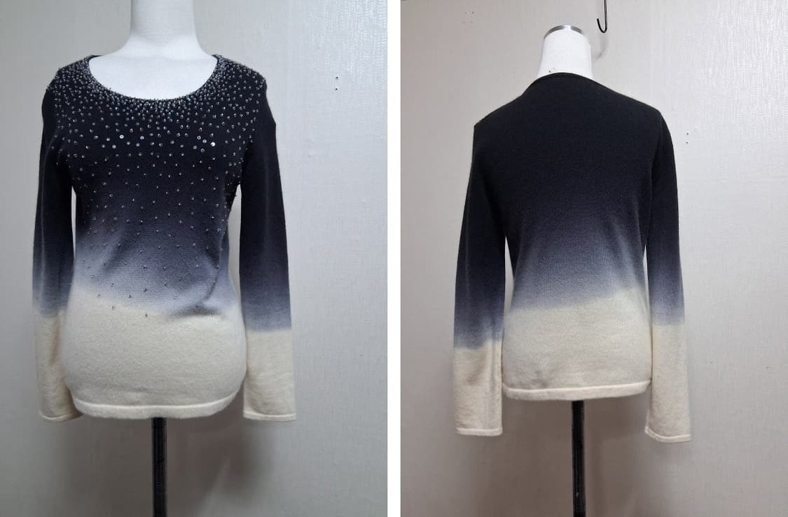 일본빈티지 CLUBBY TIME 100%캐시미어니트 비즈장식 그라데이션칼 상품이미지2