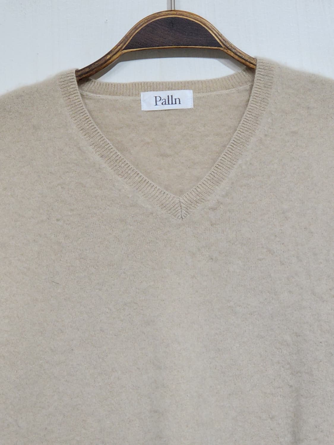 (M) 캐시미어 니트 베이지 무지 스웨터 브이넥  상품이미지2