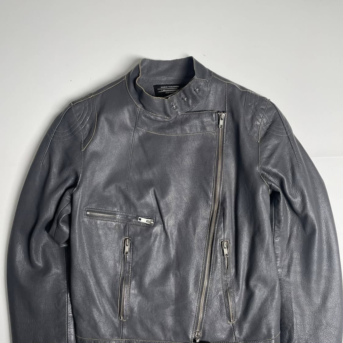 Marco tagliaferri 그레이 가죽크롭 라이더 자켓(italy) 상품이미지2