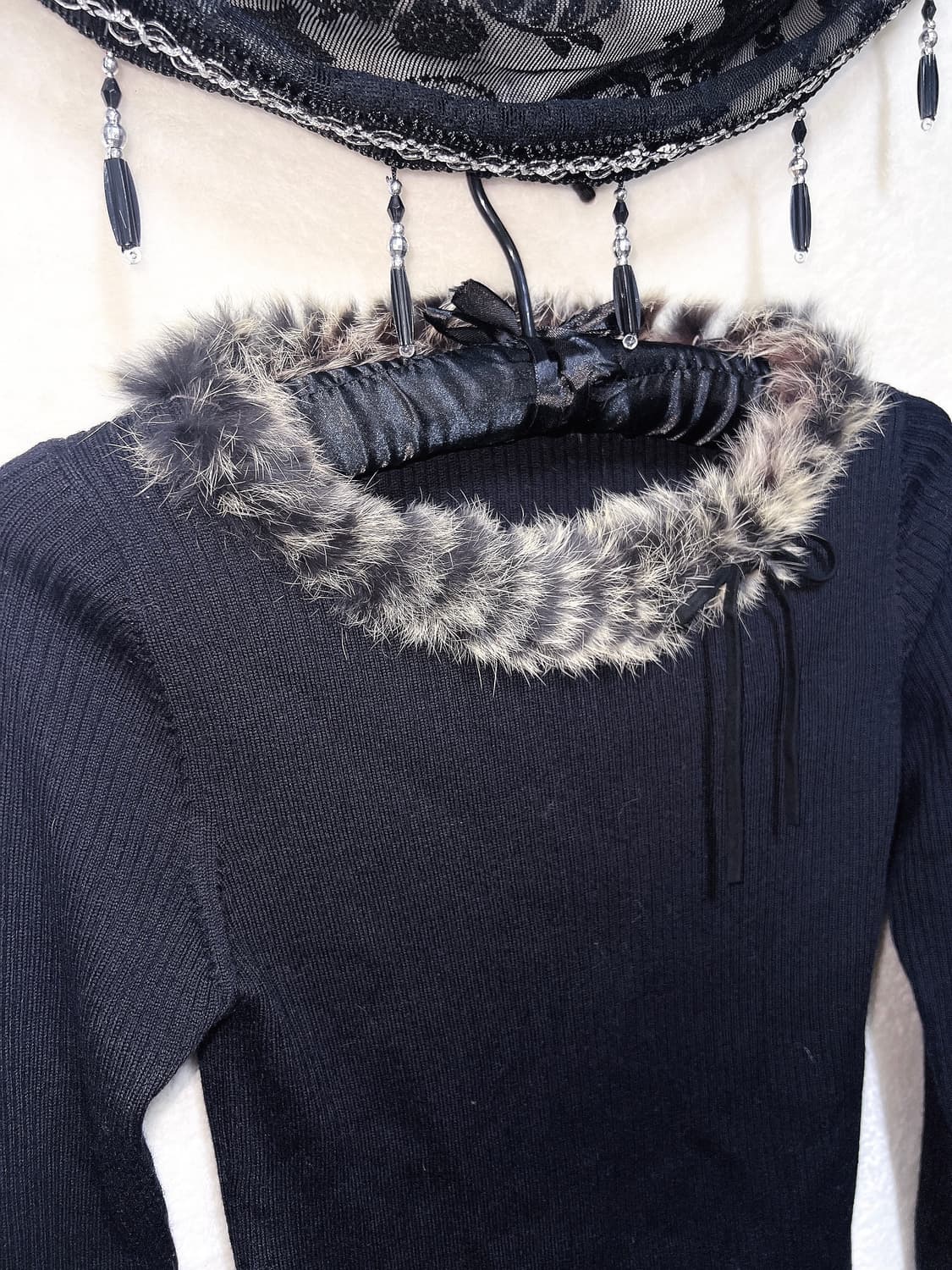 래빗퍼트리밍 오네갸루 펑크 y2k 00 와투케 섹시 골지 니트 긴팔탑 상품이미지9