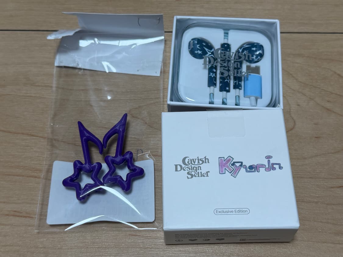 카비시 스타 줄이어폰 네이비 + 퍼플 별음표 파츠 세트 상품이미지2