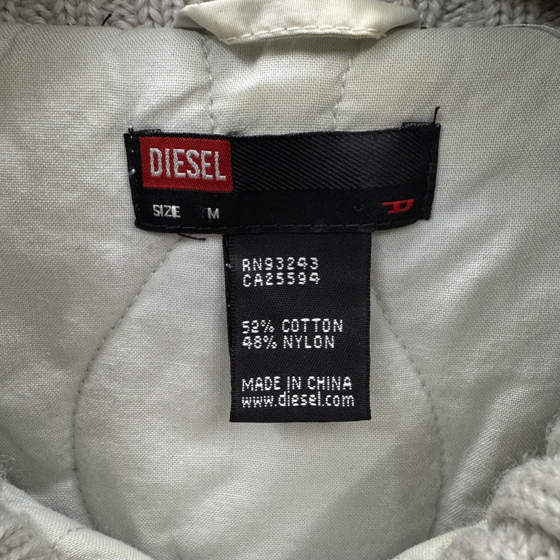 디젤 롱 파카 집업 자켓 니트 시보리 디테일 아이보리 블루 배색 상품이미지5