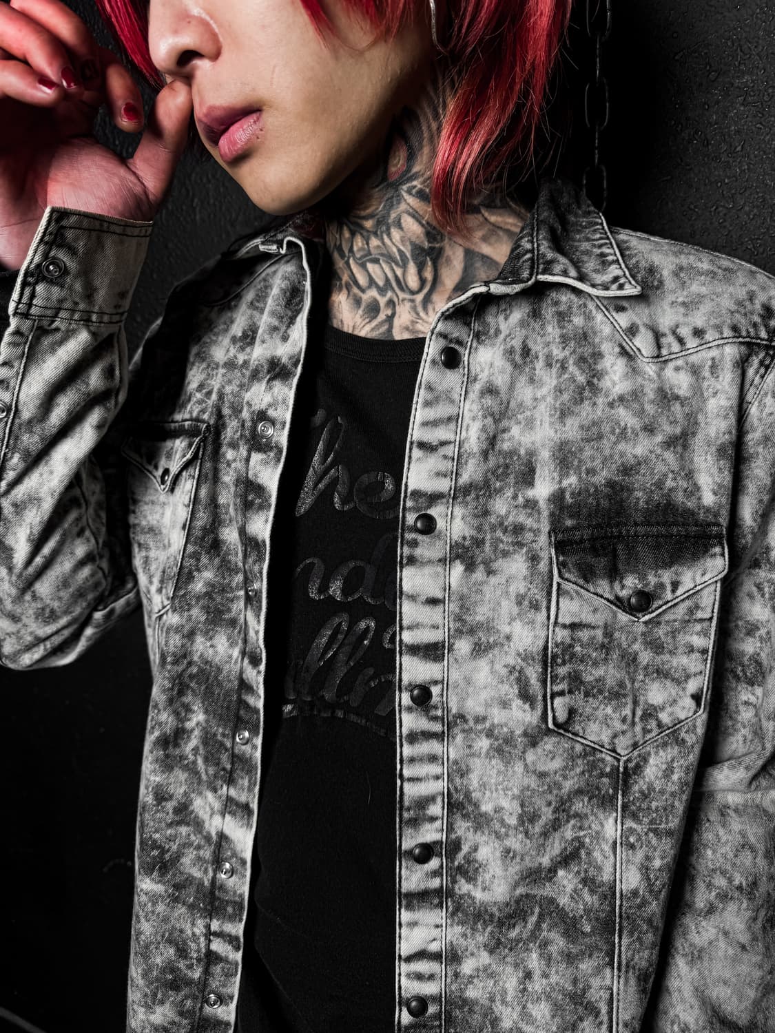 Acid Wash Denim Western Shirt 상품이미지2