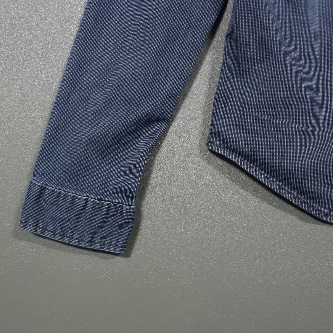 M) 버커루 워싱 투포켓 빈티지 나노 체크 웨스턴 셔츠 남방 인디고 상품이미지4