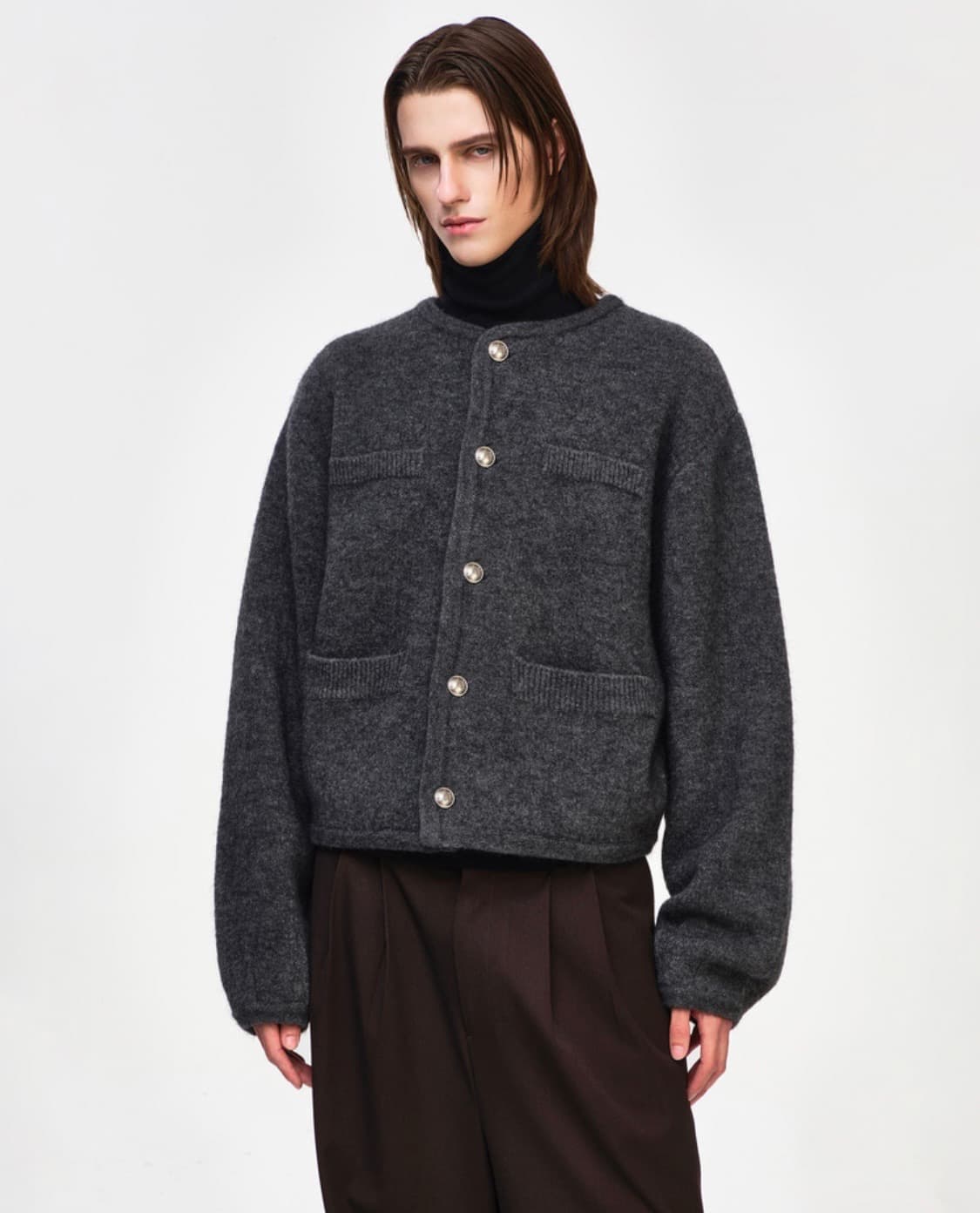 송지오 컬렉션 라운드넥 니트 자켓 상품이미지2