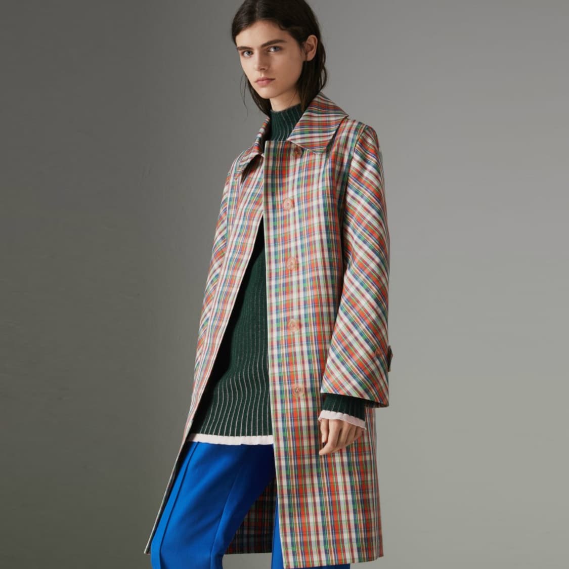 버버리(Burberry) 마이크로체크 실크블렌드 카코트 55-66 상품이미지1