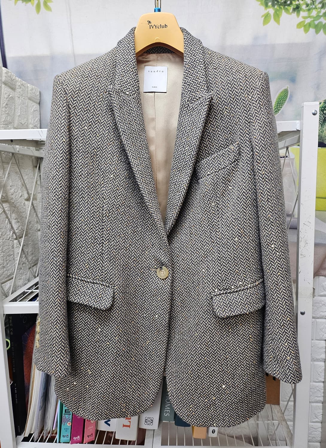 산드로 여성자켓 55 헤링본 테일러드 싱글자켓 AD33 상품이미지1