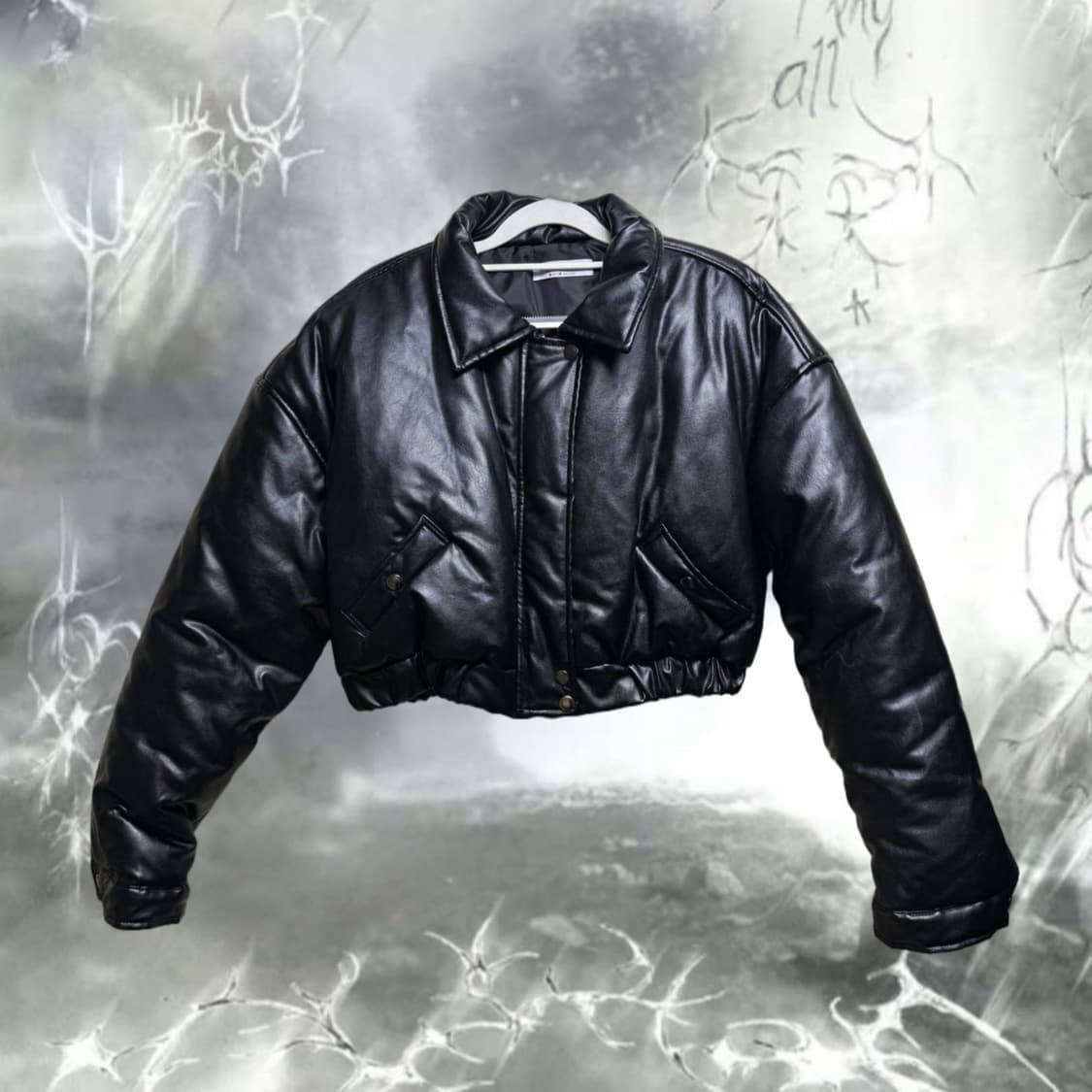 y2k 레더 크롭 숏패딩 상품이미지1