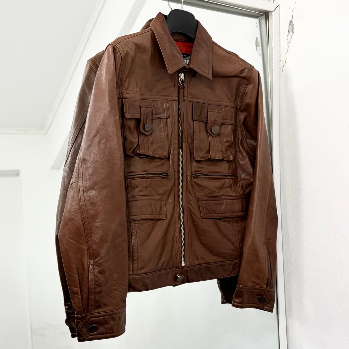 쇼트 양가죽 라이더 자켓 상품이미지4