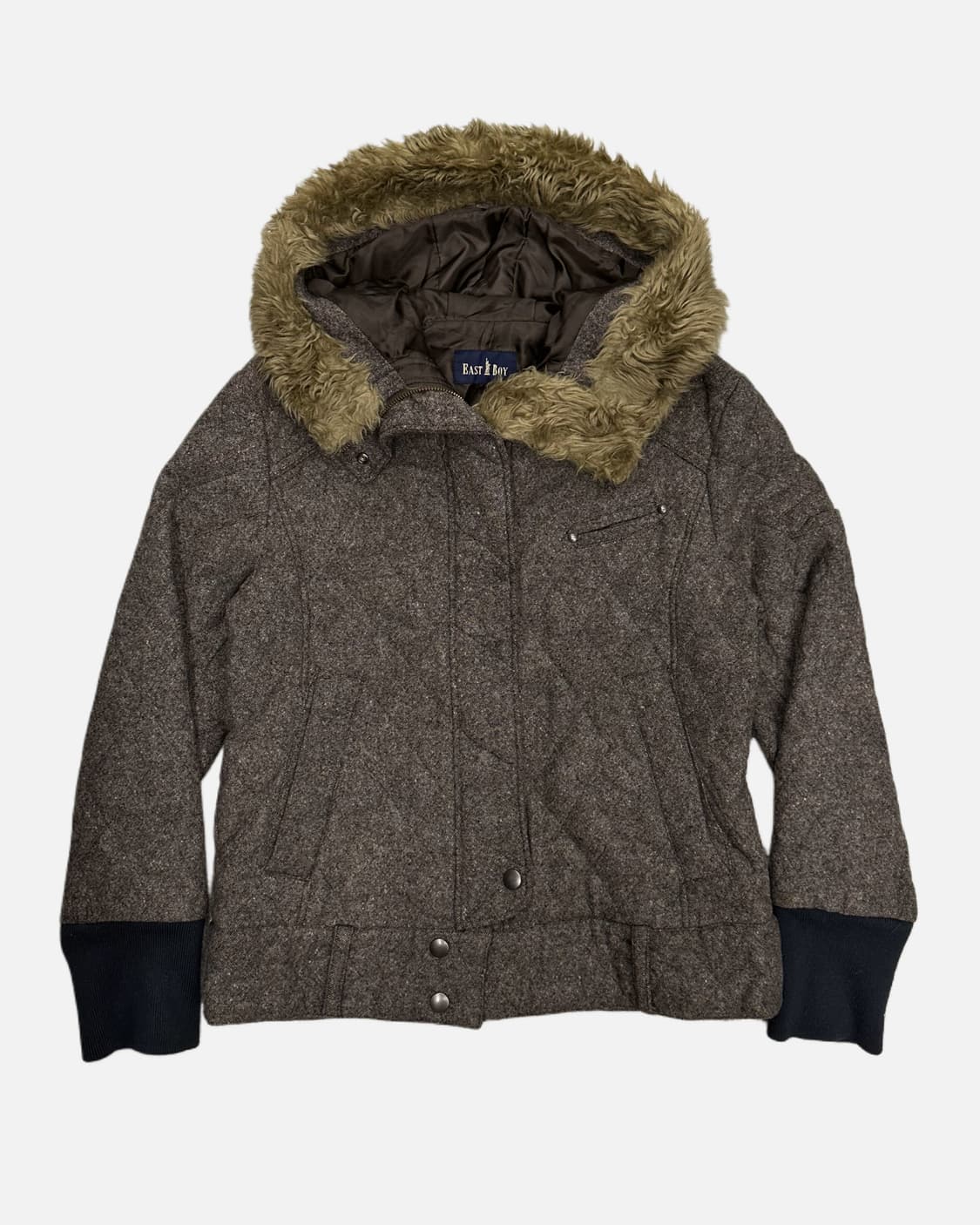 brown hood wool quilting jacket 상품이미지3