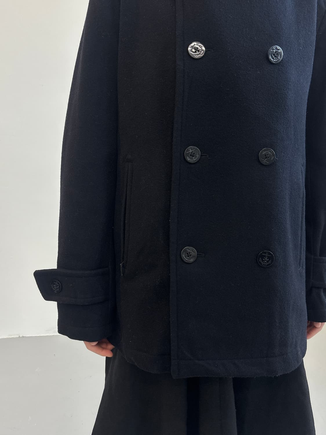 Genuine Classics Black Wool Pea Coat 상품이미지3