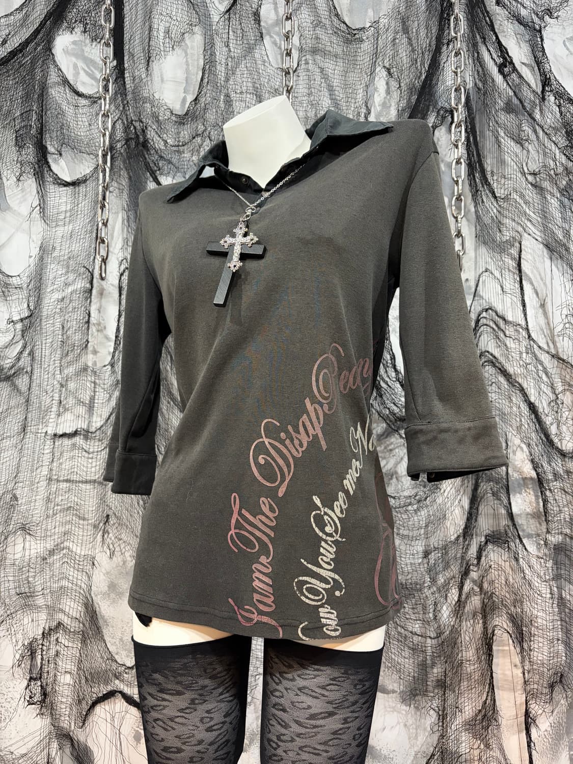 Y2K goth lettering Glitter long sleeve 상품이미지6