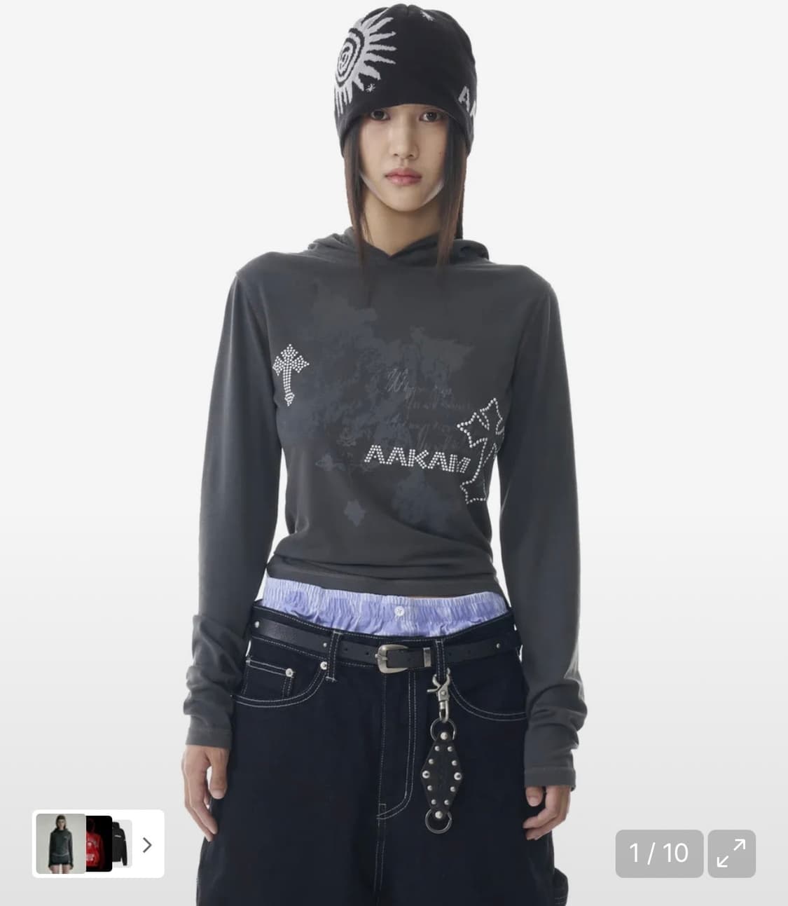 Aakam Studded Cross Hooded Long Sleeve 상품이미지2