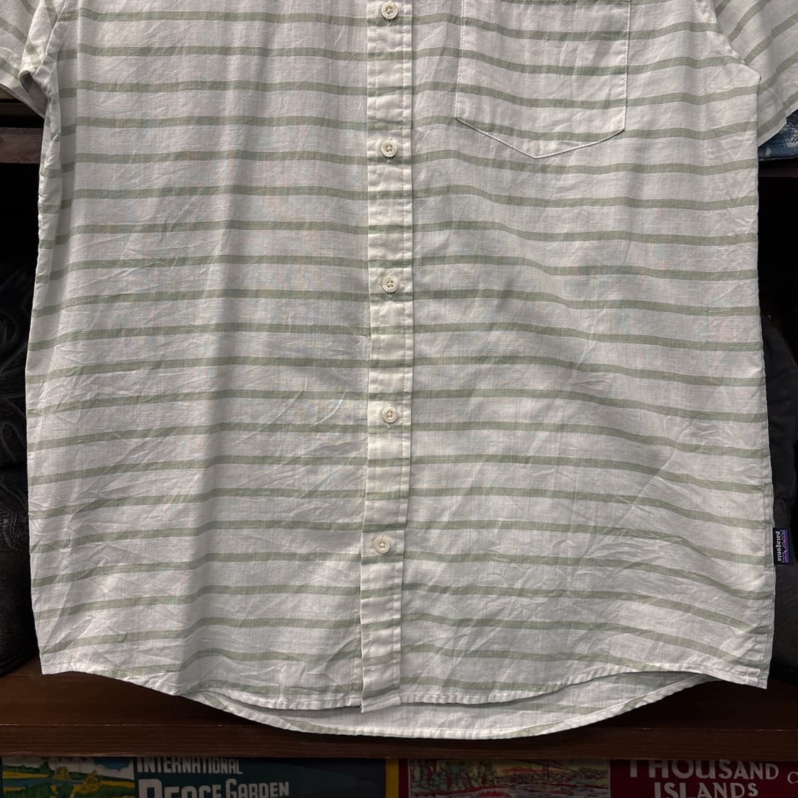 파타고니아 오가닉코튼 올리브 스트라이프 라이트코튼 셔츠 N1026 상품이미지4