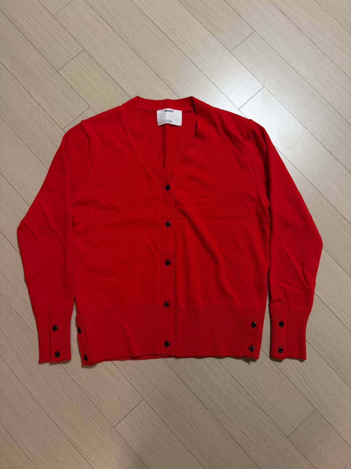블루 선플라워 버튼 브이넥 가디건 레드 상품이미지2
