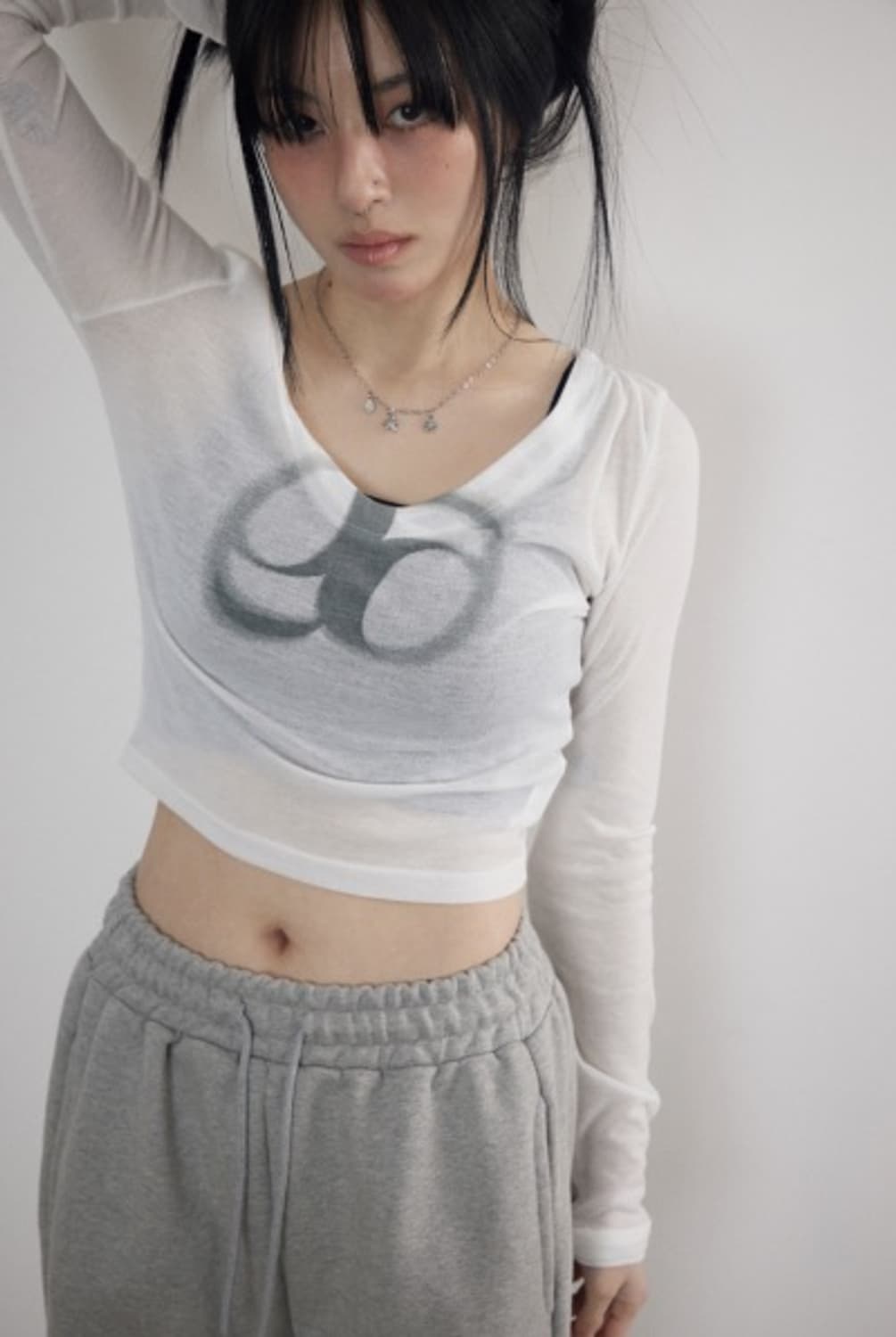 애즈온 씨스루 시스루 티 긴팔 슬리브 상품이미지1