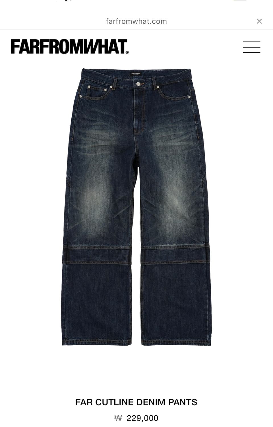 파프롬왓 FAR CUTLINE DENIM PANTS 상품이미지1