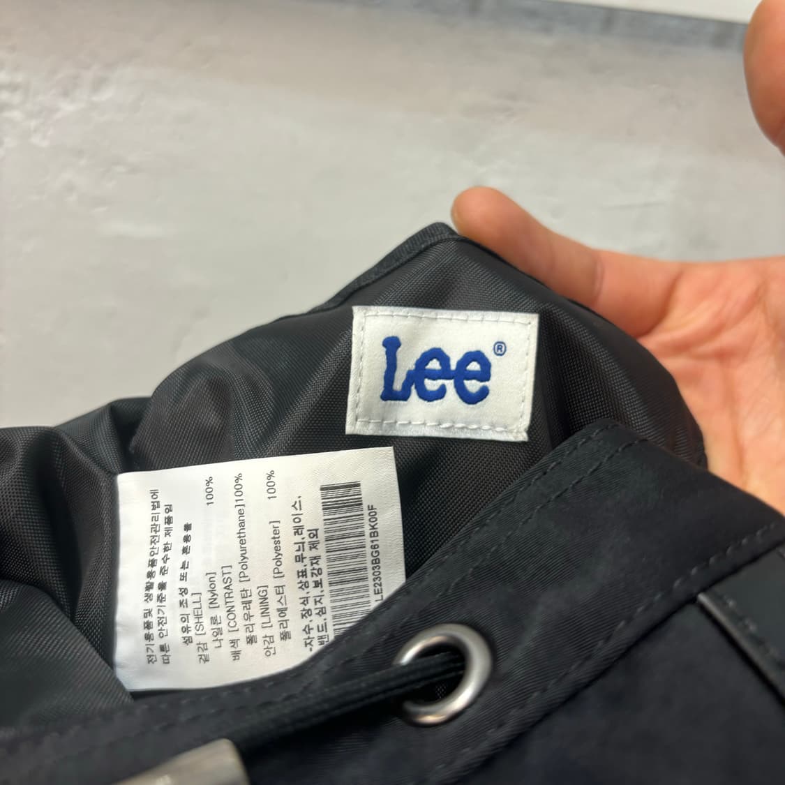 Lee 리 레더 배색 나일론 블랙 미니 백팩 OS 상품이미지7
