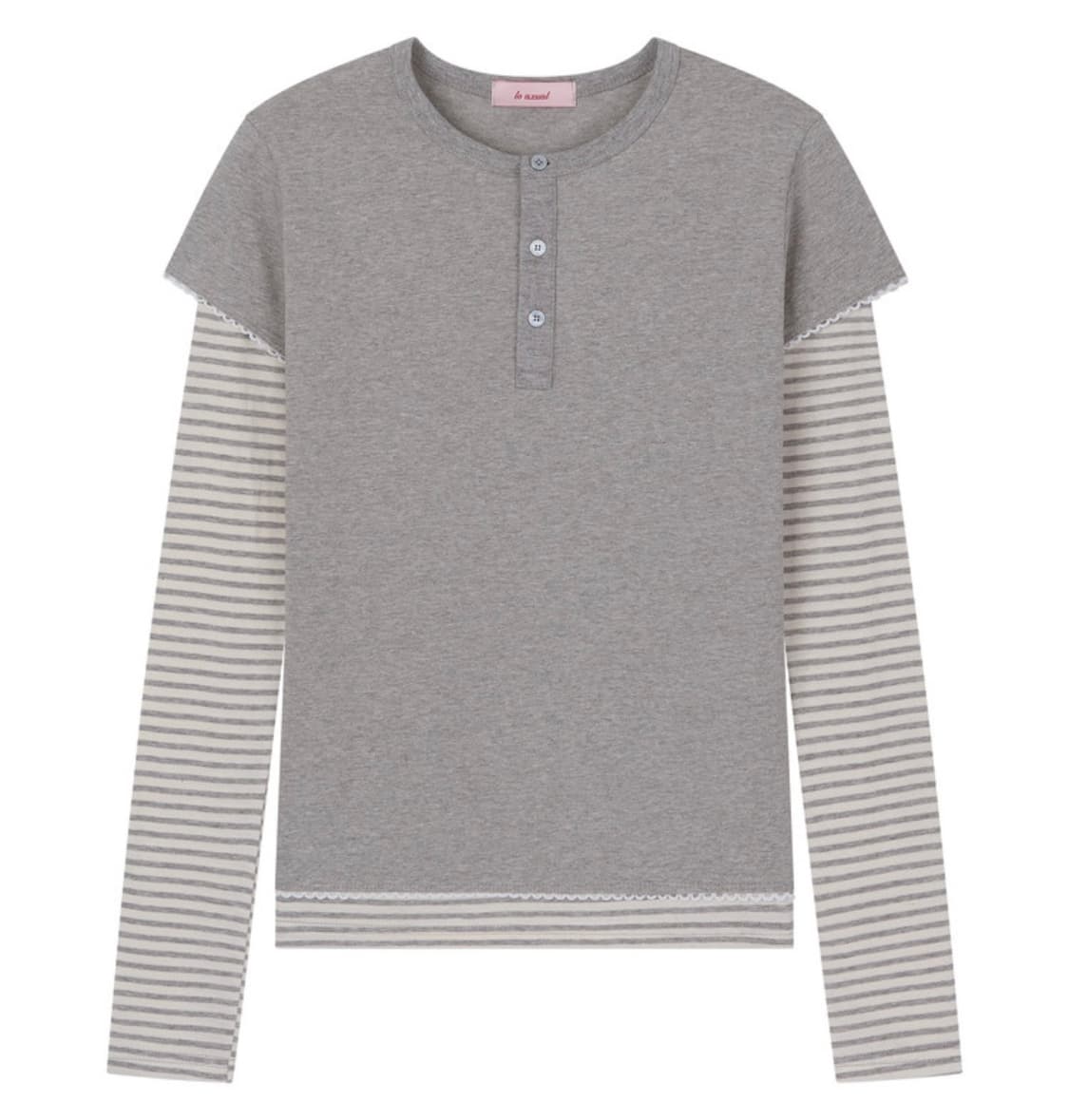 로액슈얼 스트라이프 레이어드 롱슬리브 상품이미지1