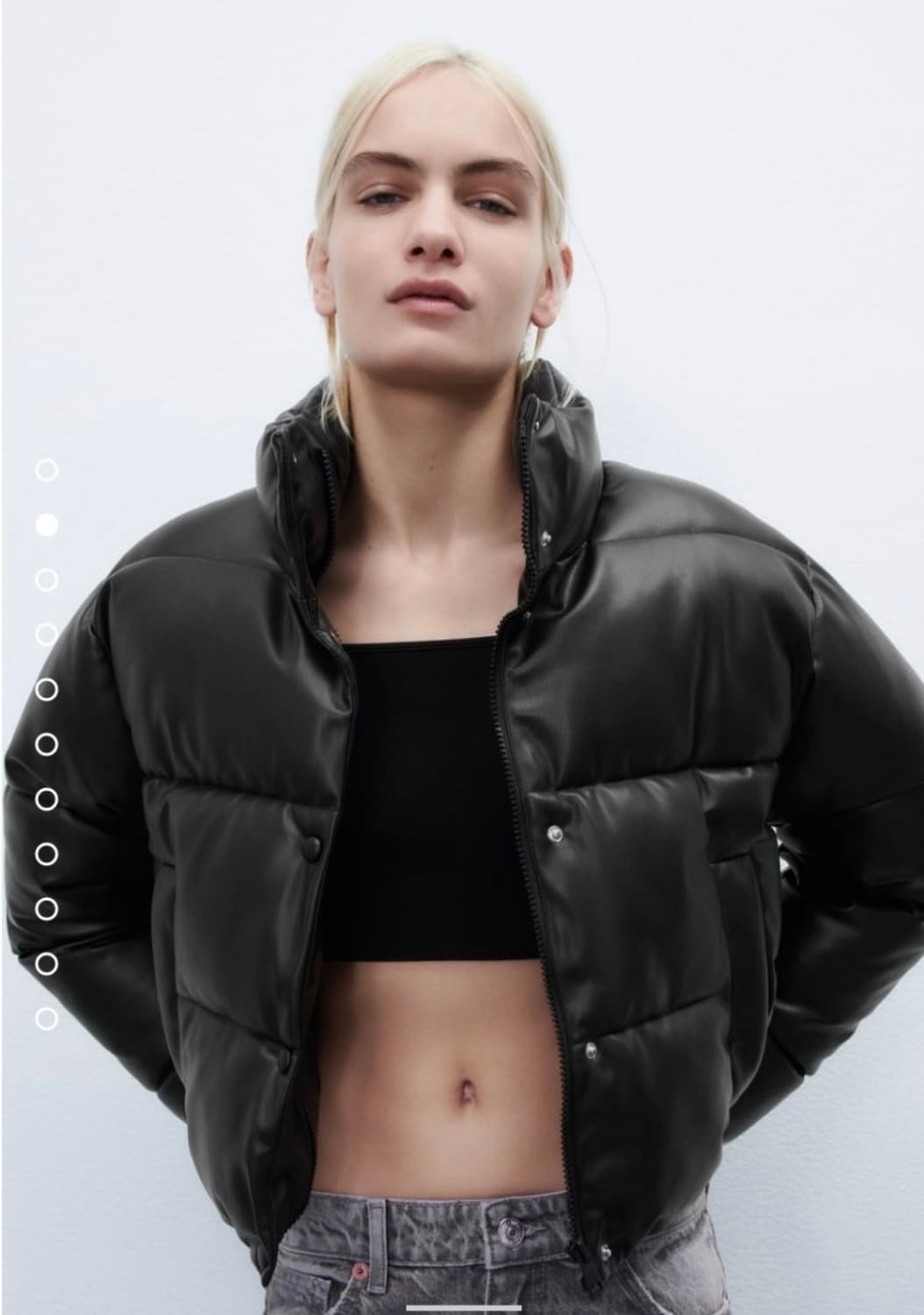 자라 ZARA 에코 레더 패딩 블랙 XS 상품이미지6