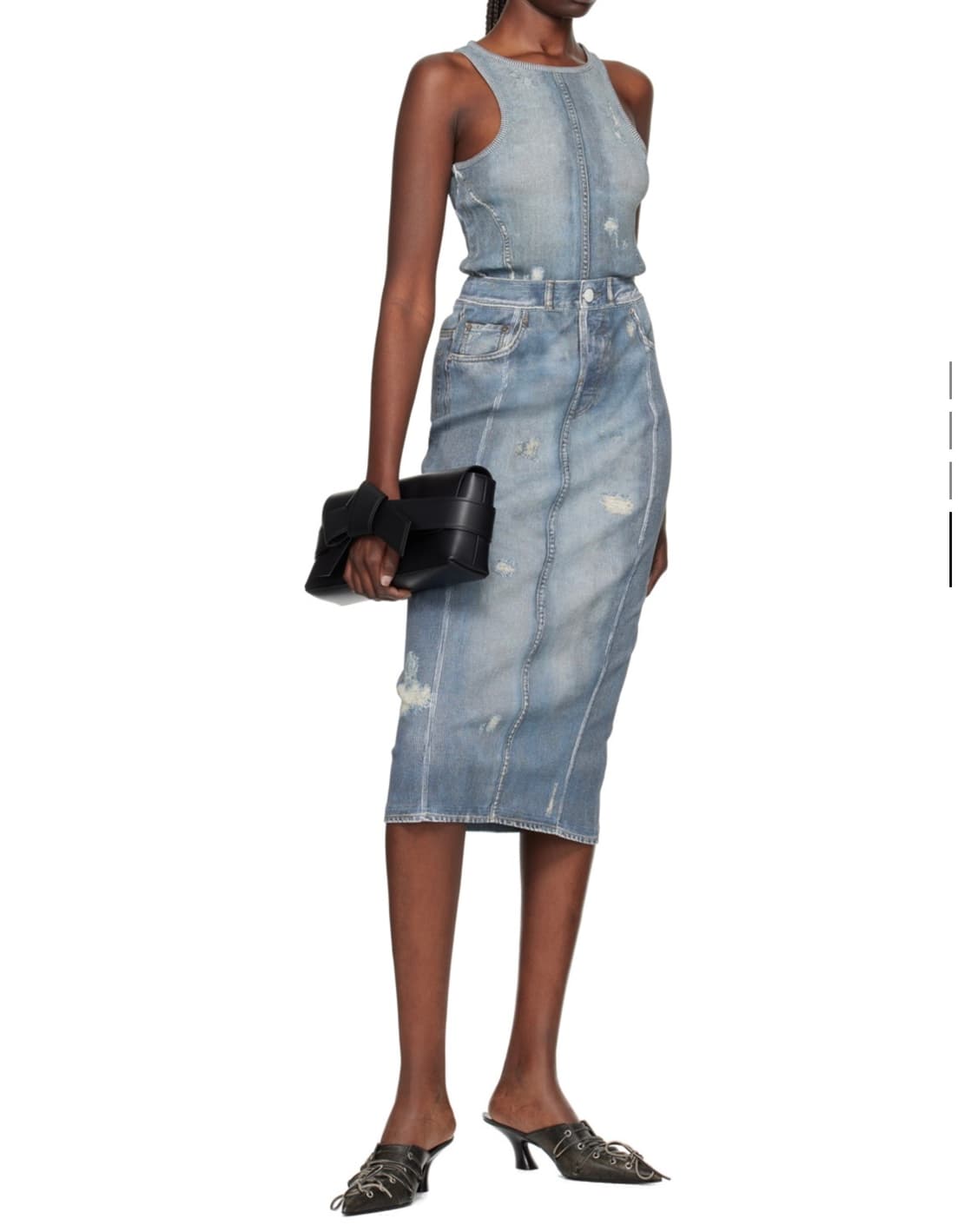 아크네 스튜디오 블루 진 프린티드 미디 스커트 상품이미지1