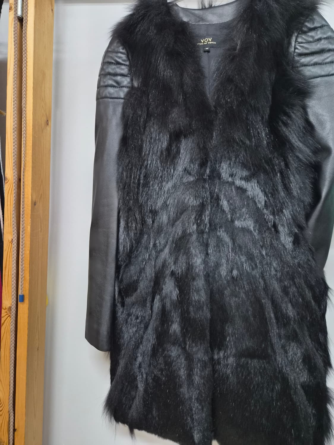 보브 양가죽 배색 폭스퍼 하프코트 상품이미지5