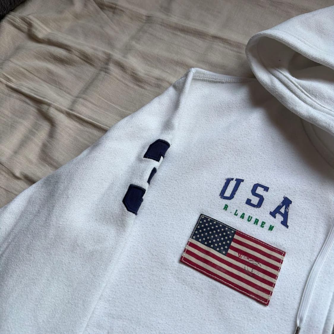폴로 랄프로렌 빅포니 USA 성조기 후드집업 화이트 상품이미지3