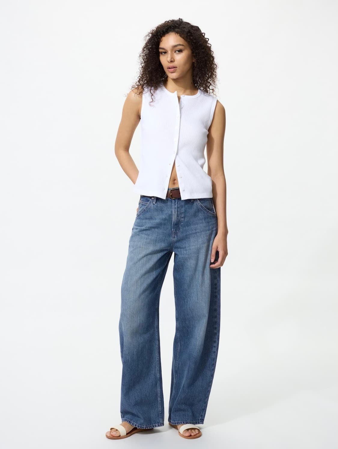 [구해요/30사이즈] 유니클로 배기커브진(긴기장) 중청,그레이,화이트 상품이미지1