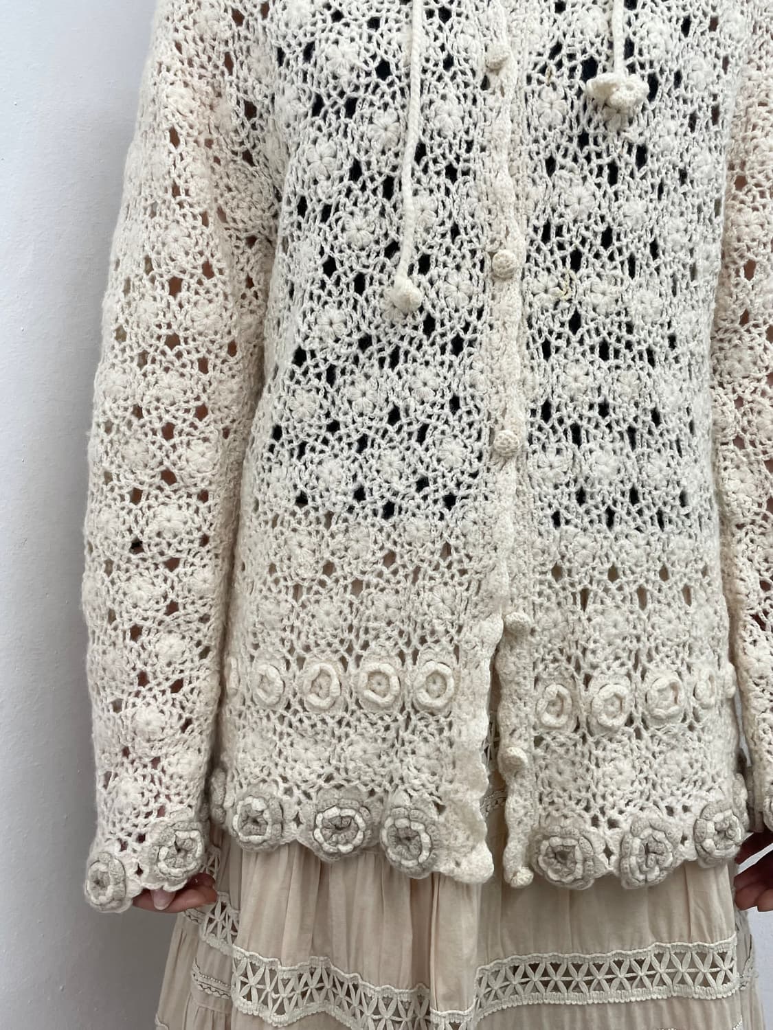 모리 울 크로셰 모티브 후드 가디건  상품이미지4