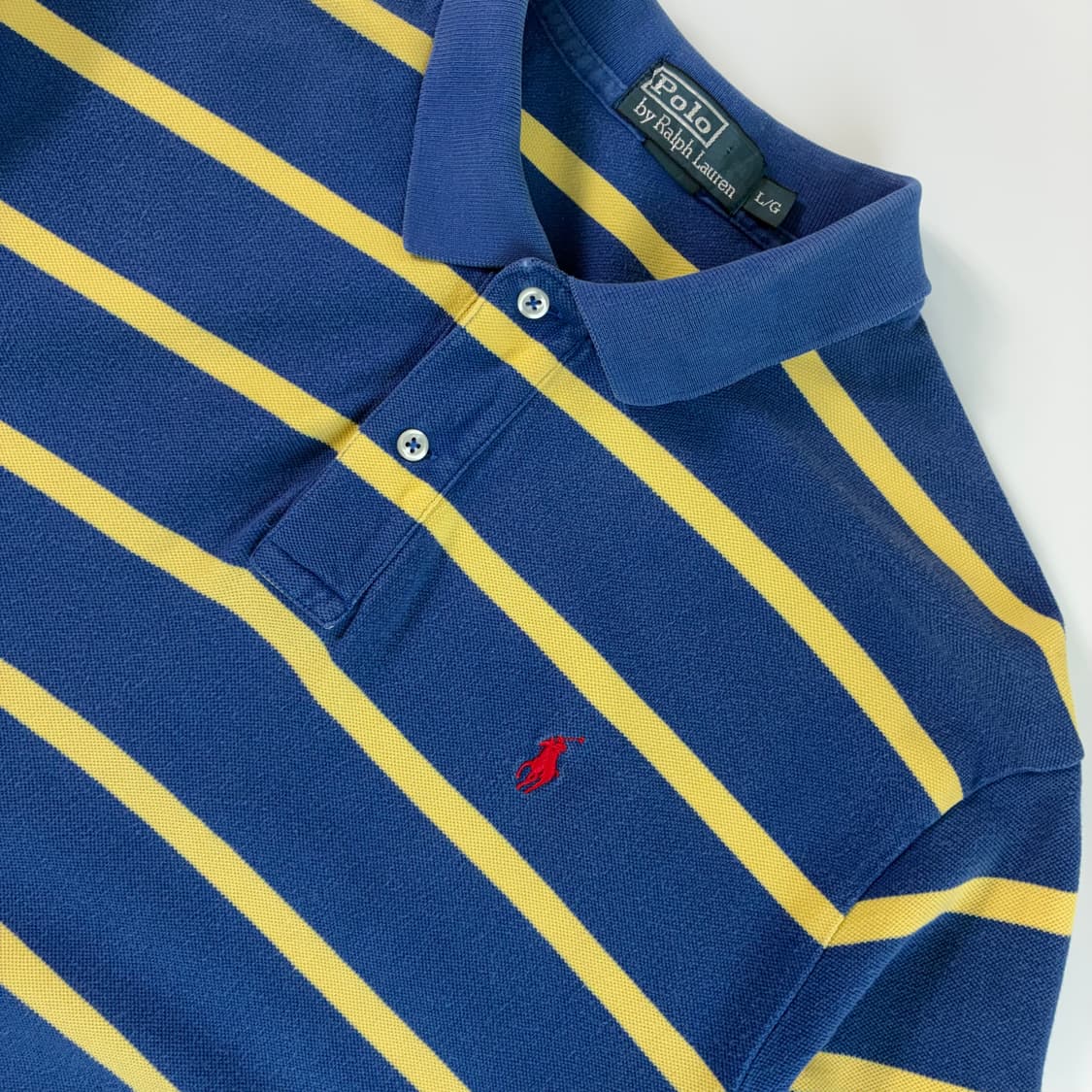 Polo  폴로 랄프로렌 90,s 자수 코튼 스트라이프 카라 반팔 티셔츠 상품이미지2
