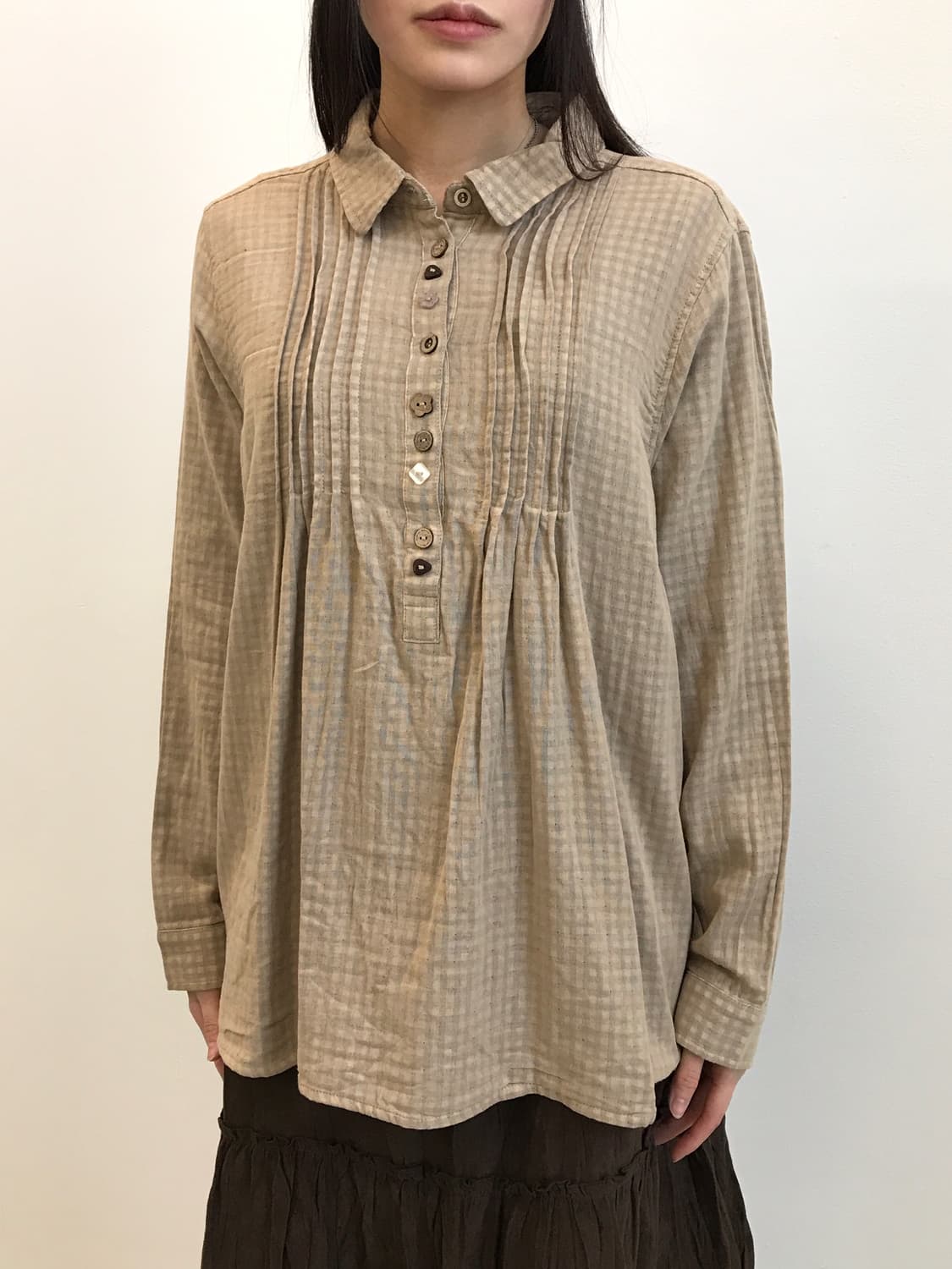 Jpn Kitsch Brown Multi-Button Shirt 상품이미지3