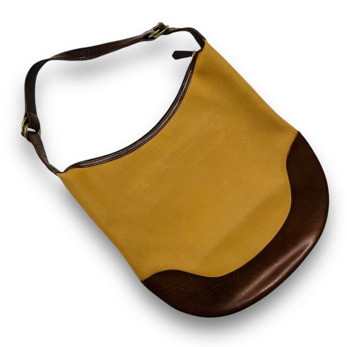 폴로 랄프로렌 미니멀 브라운 레더 캔버스 호보백 상품이미지6