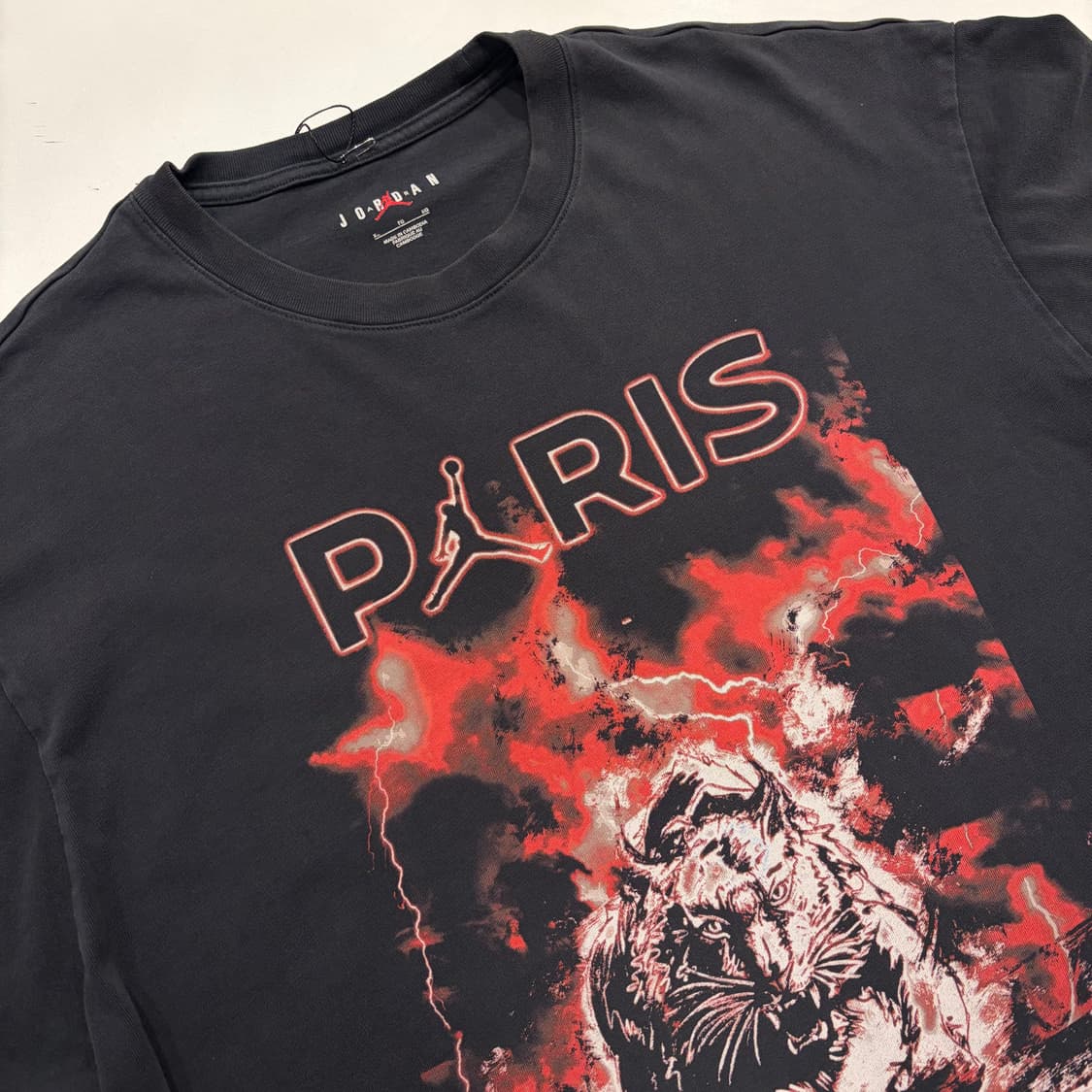 [XL] 조던 파리 생제르망 반팔 티셔츠 워싱 블랙 C273 상품이미지3