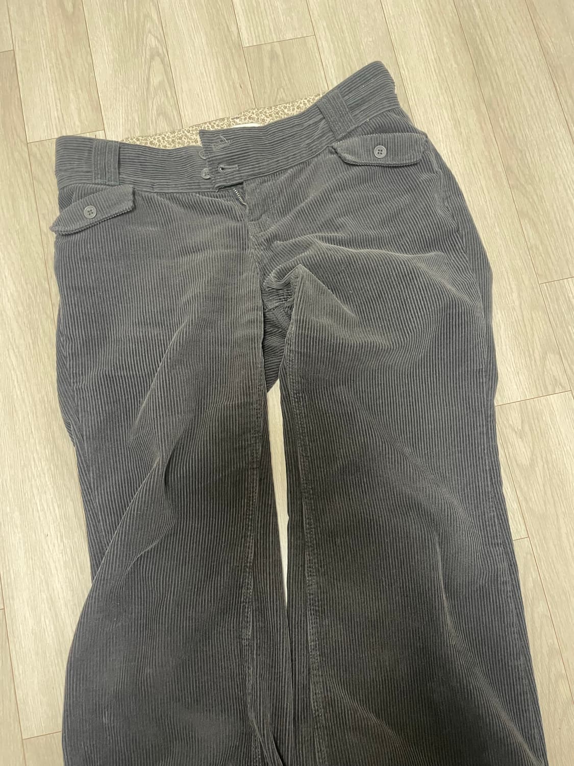 미레코 코듀로이 플라워패턴 팬츠 차콜3 상품이미지2