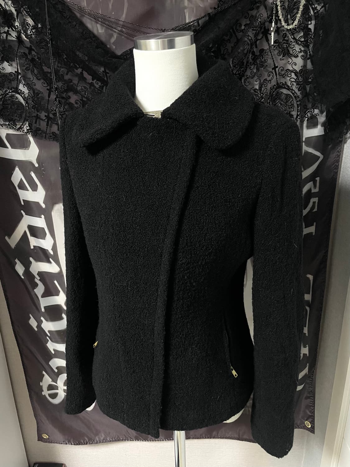 준코시마다 비대칭사선 울자켓 블랙 아카이브무채색헬무트랭릭오웬스st 상품이미지4