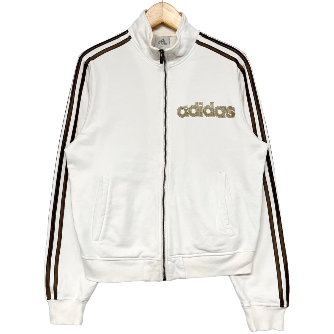 아디다스 빈티지 y2k 스웻 트랙 자켓 화이트 브라운 상품이미지2