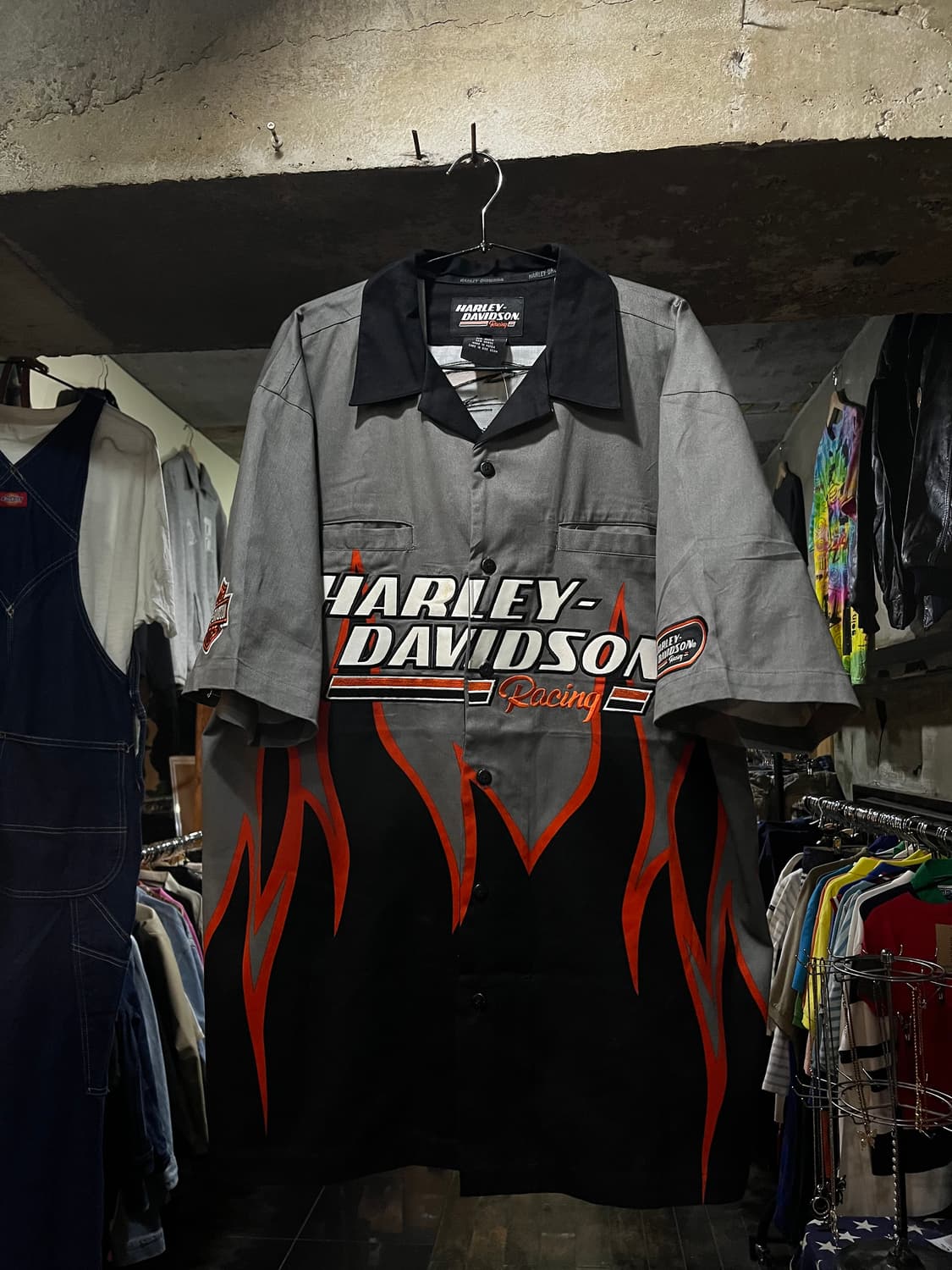 Harley Davidson 할리데이비슨 레이싱 플레임 반팔 셔츠(오버) 상품이미지1