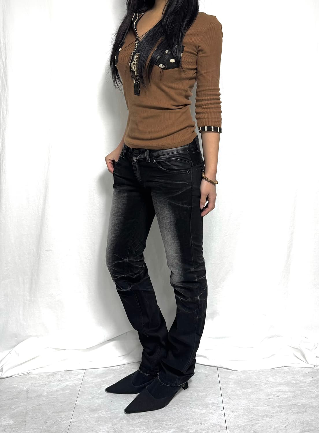 Washed black skinny jeans 상품이미지2