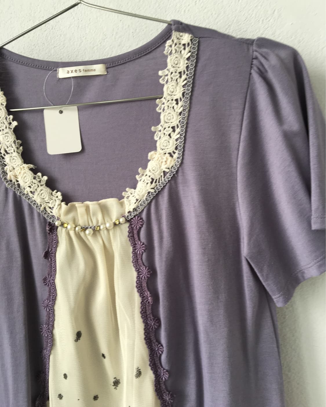 Axes femme layered point blouse 상품이미지4