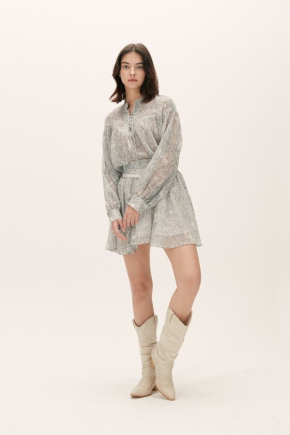 아수라 엘르 페이즐리 블라우스 스커트 쉬폰 투피스 상품이미지3