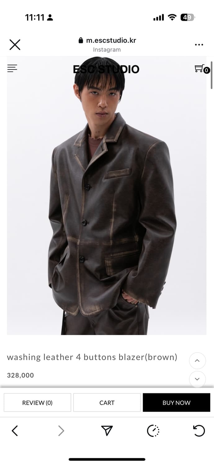Escstudio 워싱 레더 블레이저 상품이미지3
