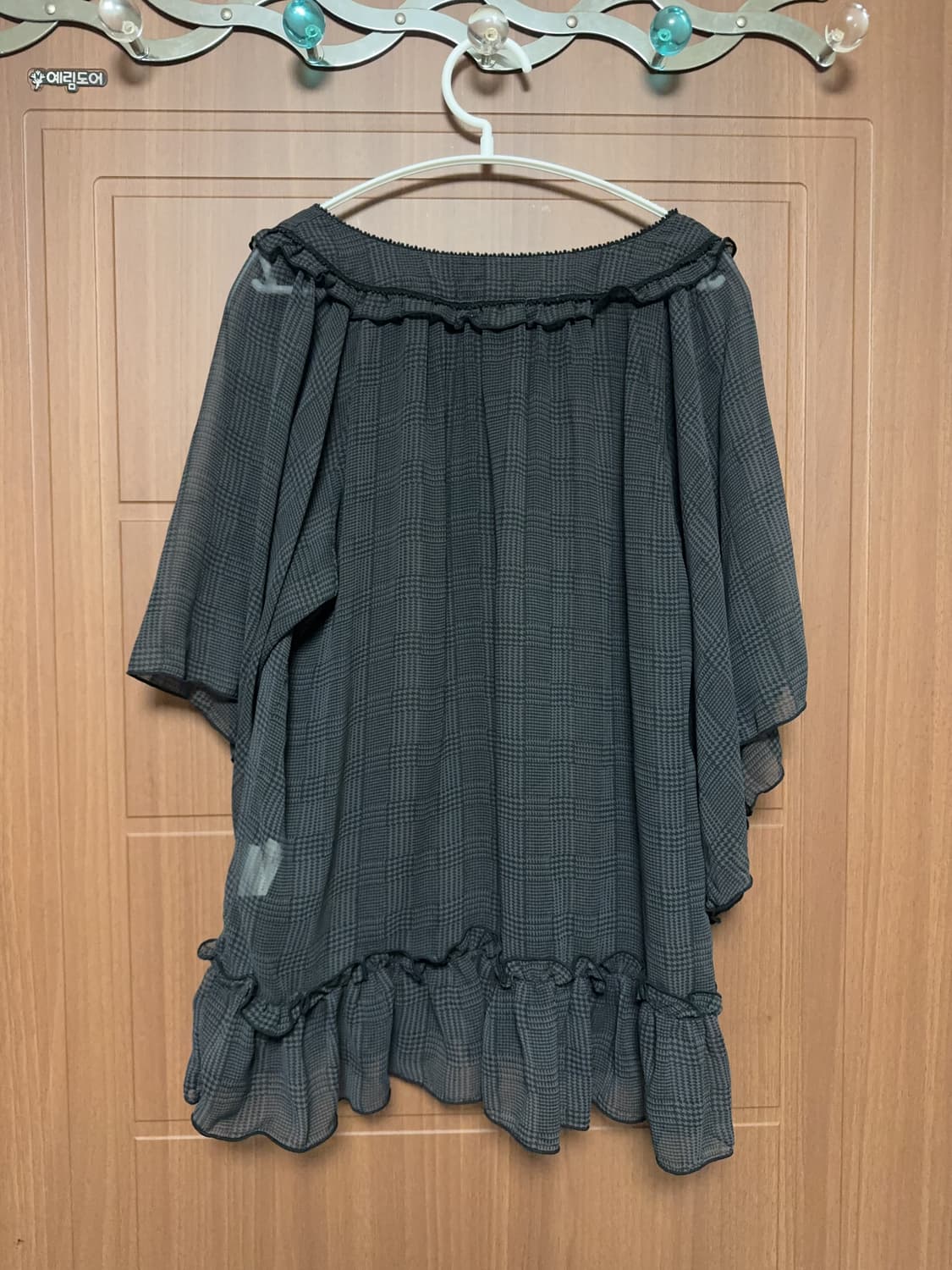 일본 빈티지 hushush 모리걸 갸루 니혼진 체크 러플 블라우스 상품이미지2