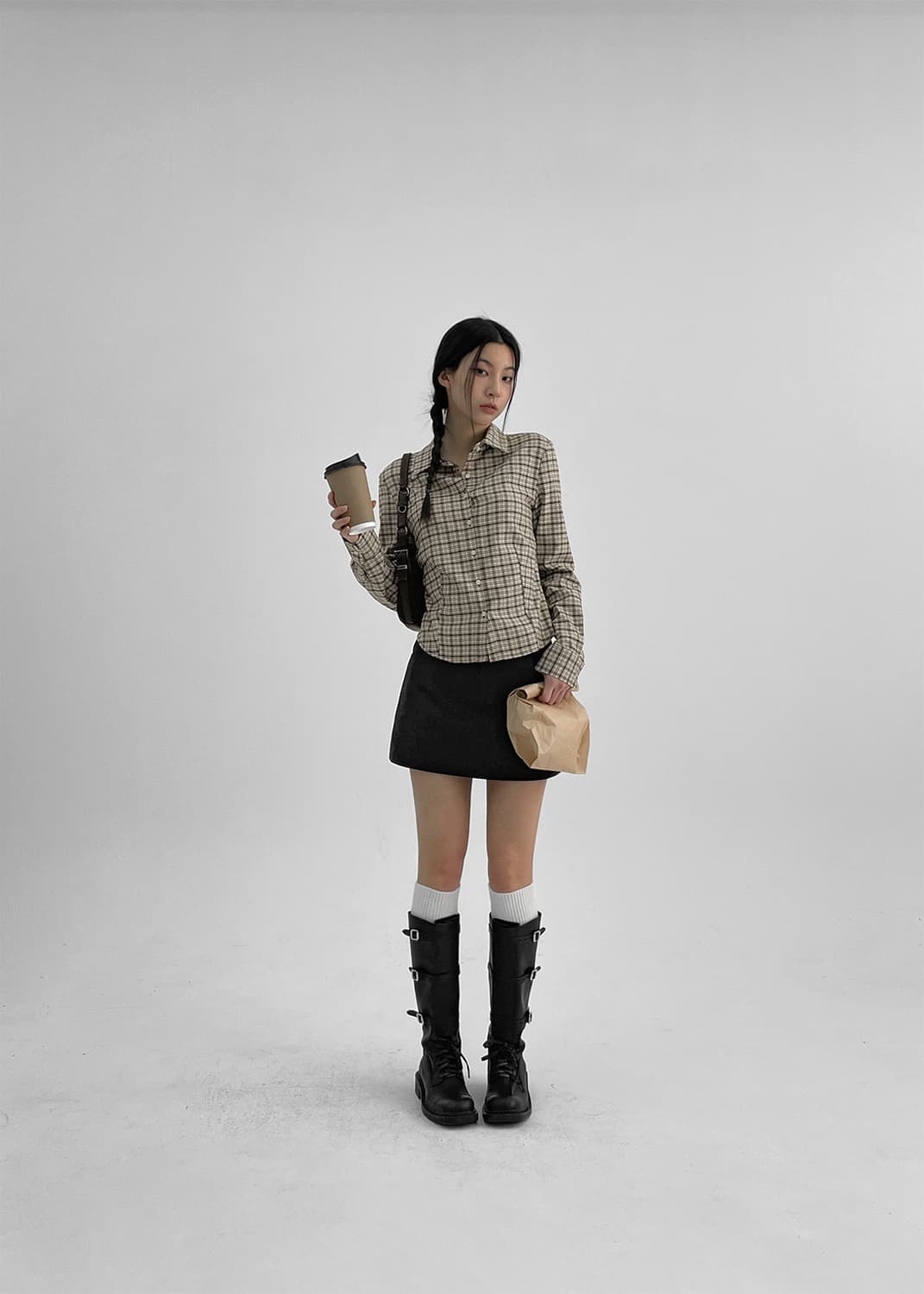 새상품 블랙업 카팅 버클 소가죽 롱부츠 블랙 250사이즈 상품이미지2