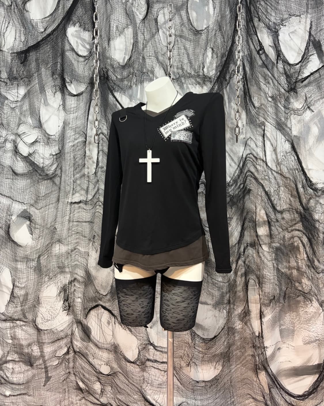 Y2K V-neck Layered buckel Long Sleeve 상품이미지2
